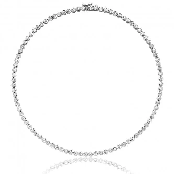 Silver & Co Rub Over Set 3mm Round Cubic Zirconia Line Necklace SNG0011