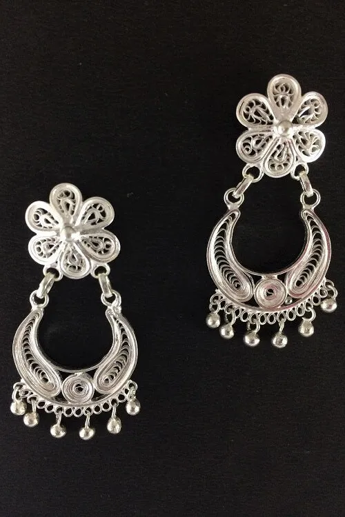 Silver Linings "Chandbali" Silver Filigree Earrings