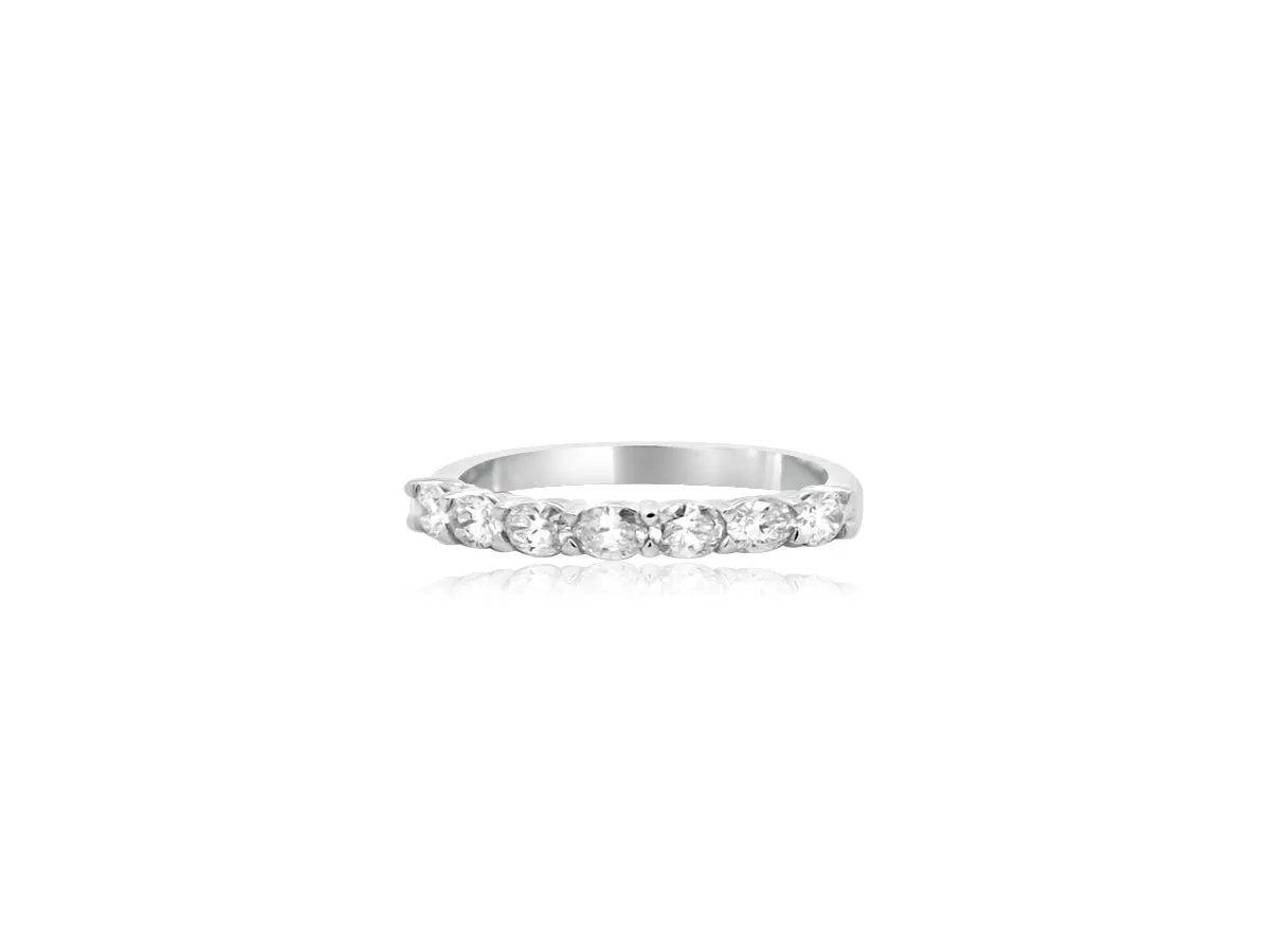 Small Oval Diamond Half Eternity Platinum Ring