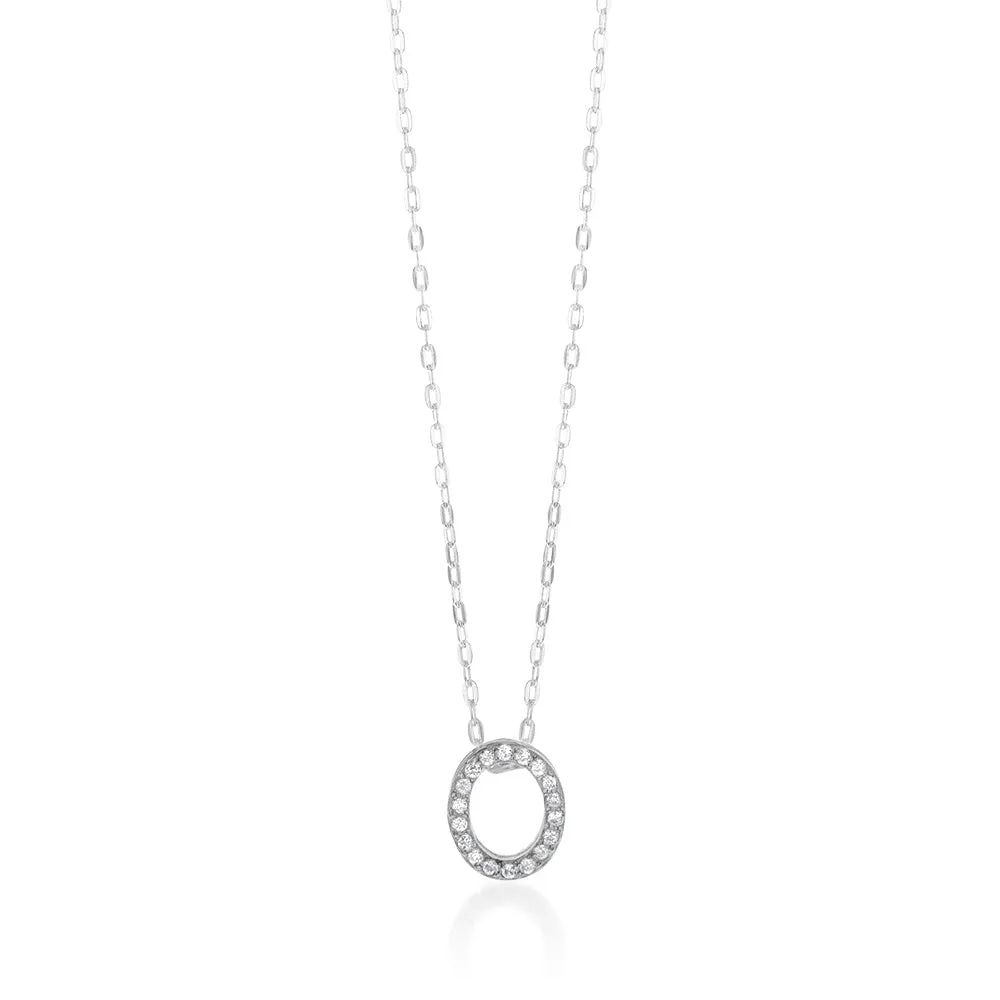 Sterling Silver Cubic Zirconia Initial "O" Pendant On 39 3cm Chain