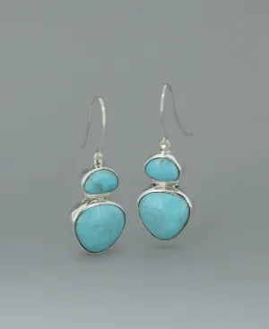 Sterling Silver Duo-Stone Genuine Turquoise Earrings