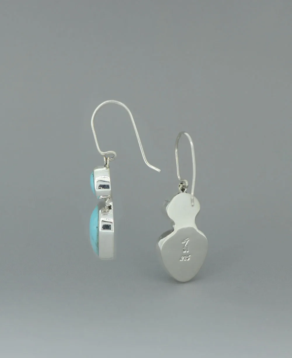 Sterling Silver Duo-Stone Genuine Turquoise Earrings