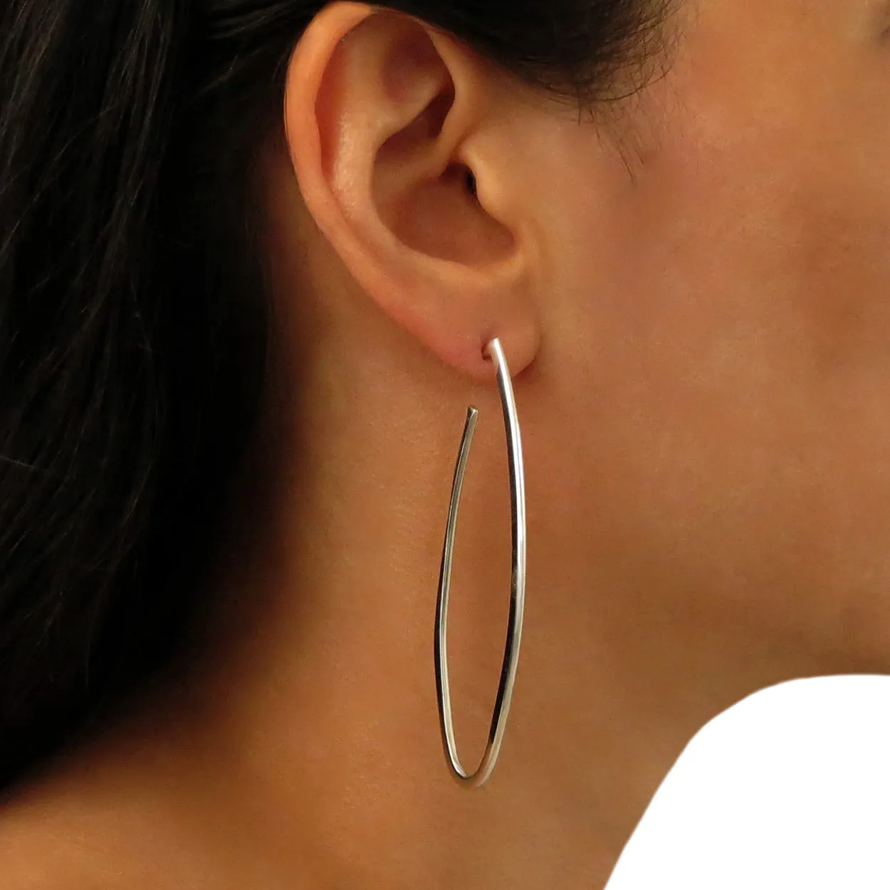 Sterling Silver Oval Hoops Large