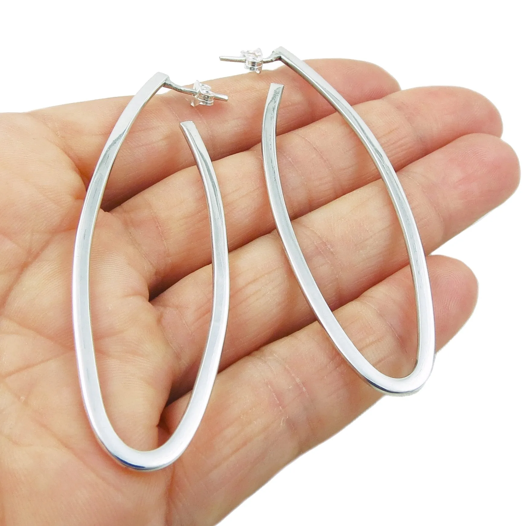 Sterling Silver Oval Hoops Large