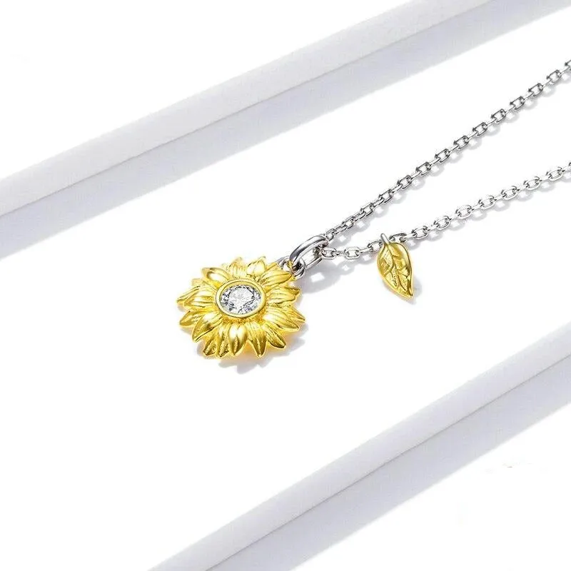 Sunflower Necklace Gold Color Lucky Necklace Gift for Women Fashion Necklace Jewelry