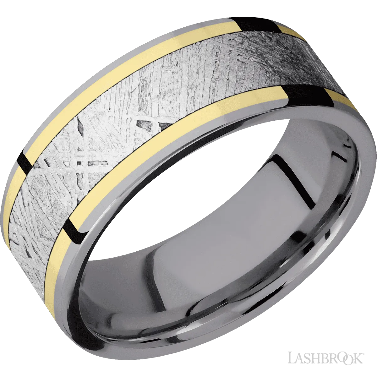 Tantalum with Polish Finish and 14K Yellow Gold Inlay - 8MM