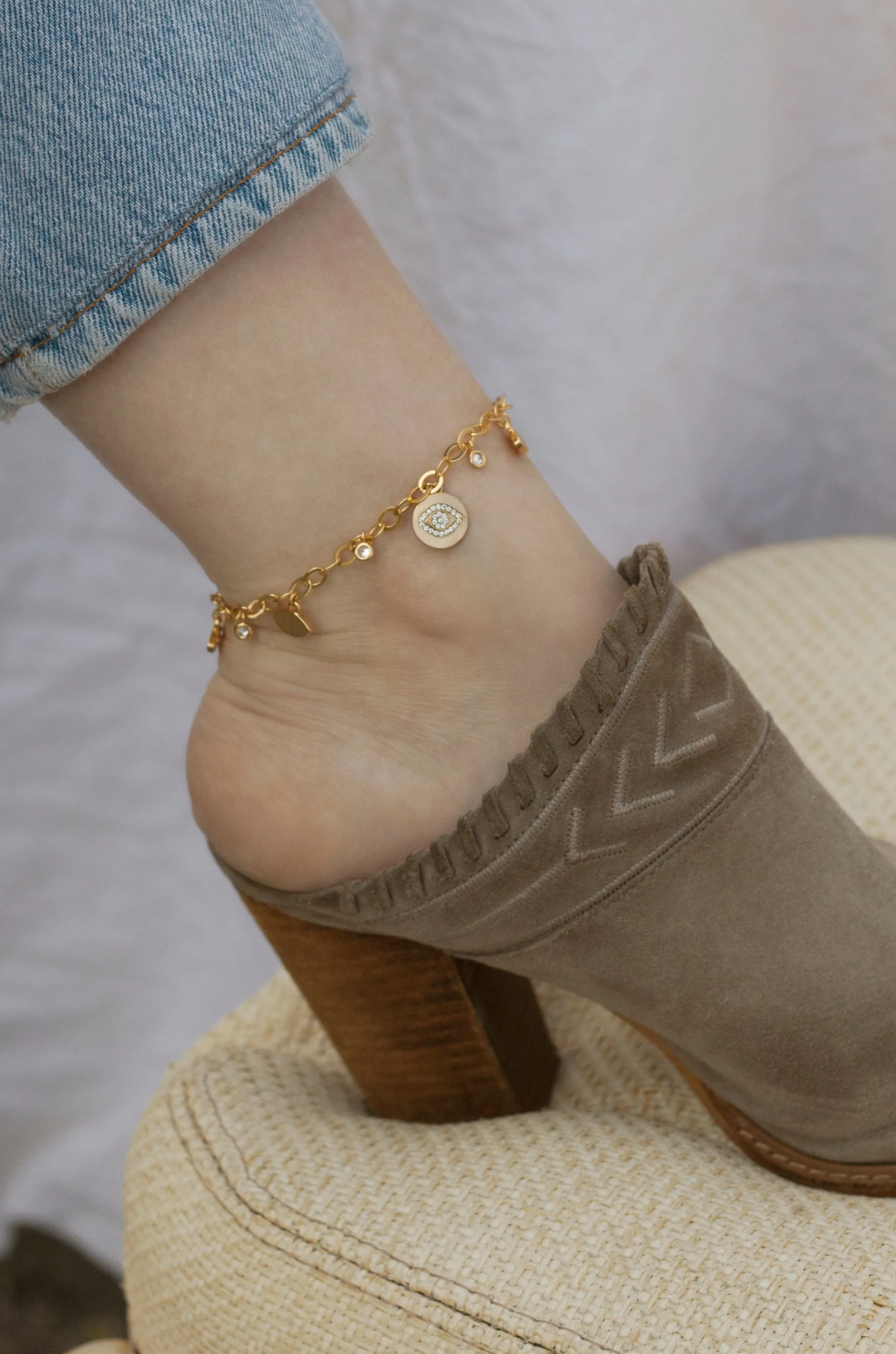 Third Eye Crystal Charm Anklet