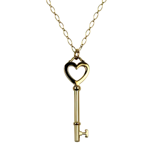 Tiffany & Co. Estate 18k Yellow Gold Heart Key Pendant Necklace