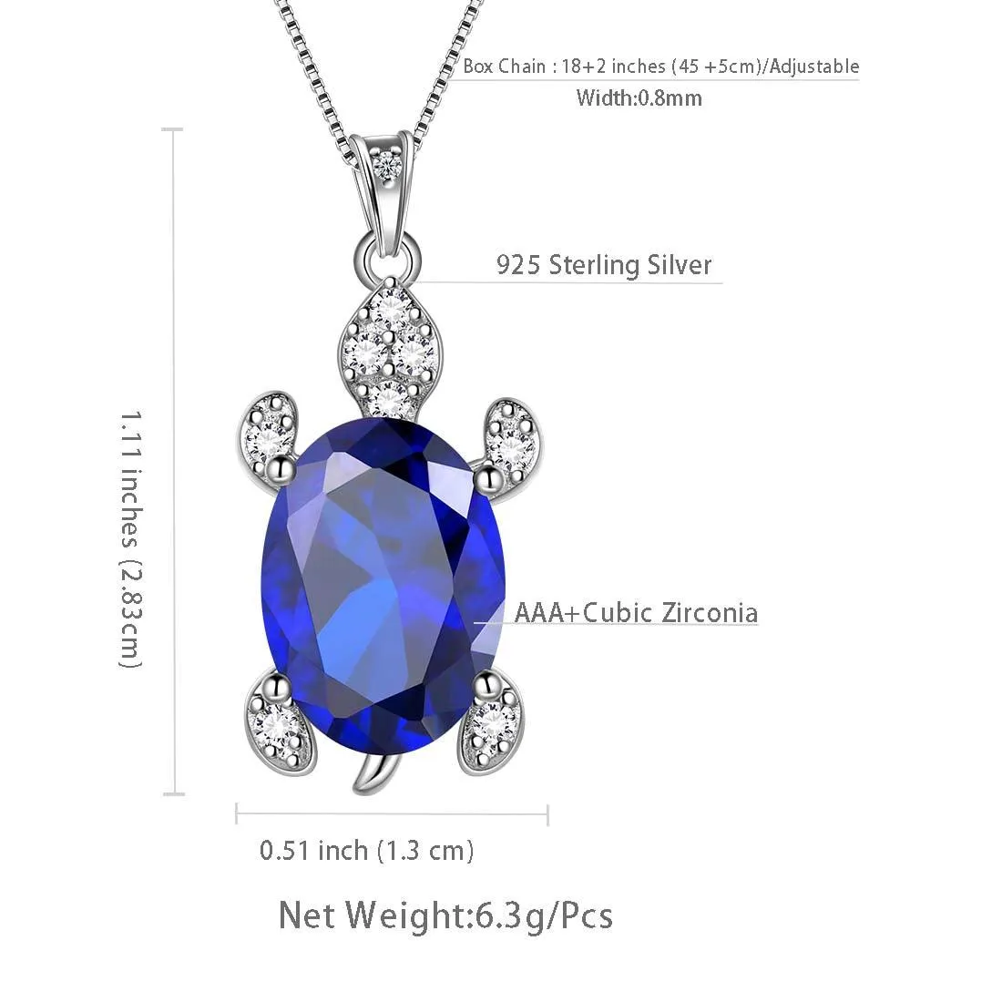 Tokyo Mart Turtle Necklaces Birthstone Pendant Necklace Women Jewelry Gifts 925 Sterling Silver