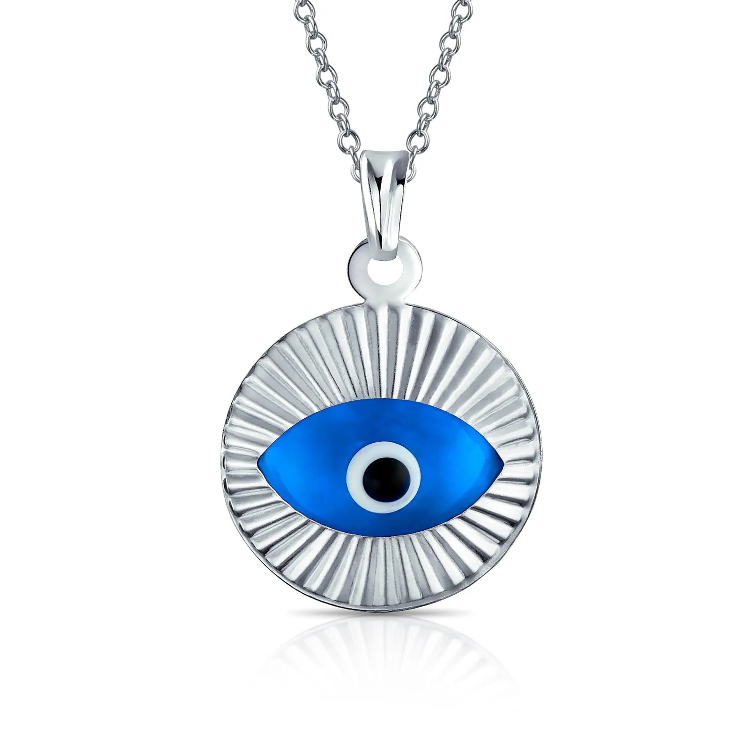 Turkish Evil Eye Pendant Necklace in Rose Gold Plated Sterling Silver Heart or Circle