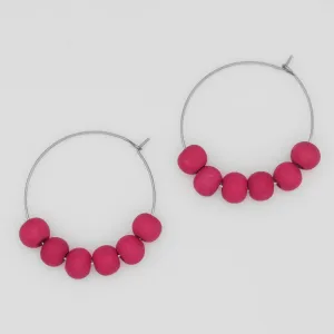 Vibrant Pink Hoop Dangle Earring