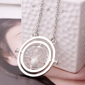 Vicney Time Converter Hourglass Pendant Necklace Vintage Creative 360 Degree Rotatable Chains Necklace For Women Jewelry