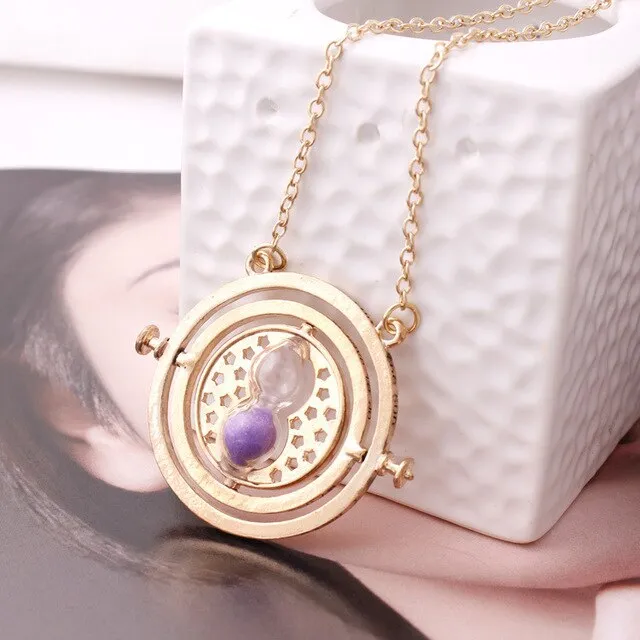 Vicney Time Converter Hourglass Pendant Necklace Vintage Creative 360 Degree Rotatable Chains Necklace For Women Jewelry