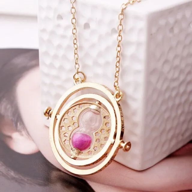 Vicney Time Converter Hourglass Pendant Necklace Vintage Creative 360 Degree Rotatable Chains Necklace For Women Jewelry