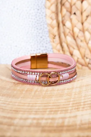 Viola Pink Infiniti Goldtone Multi-Strand Magnetic Bracelet