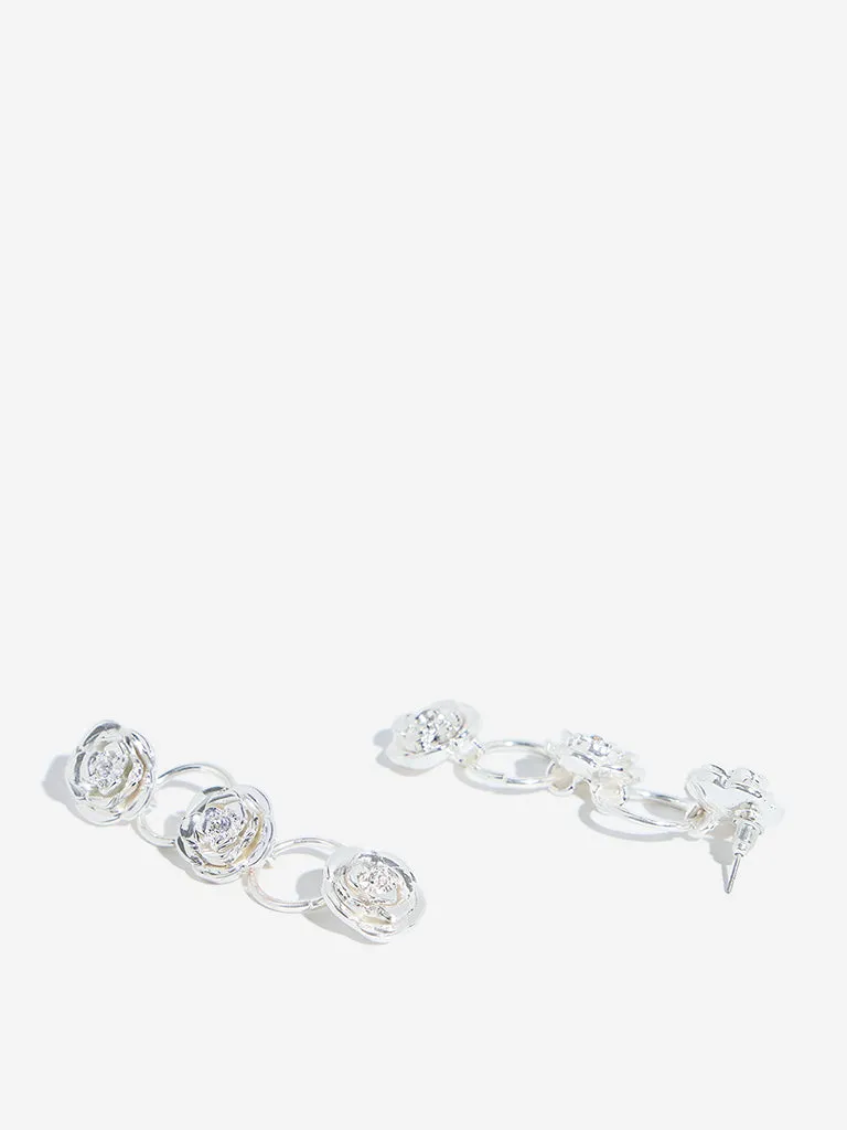 Westside Accessories Silver Multi Roses Dangler Earrings