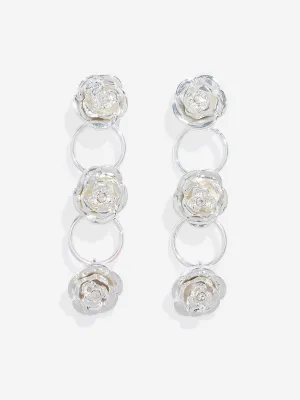 Westside Accessories Silver Multi Roses Dangler Earrings