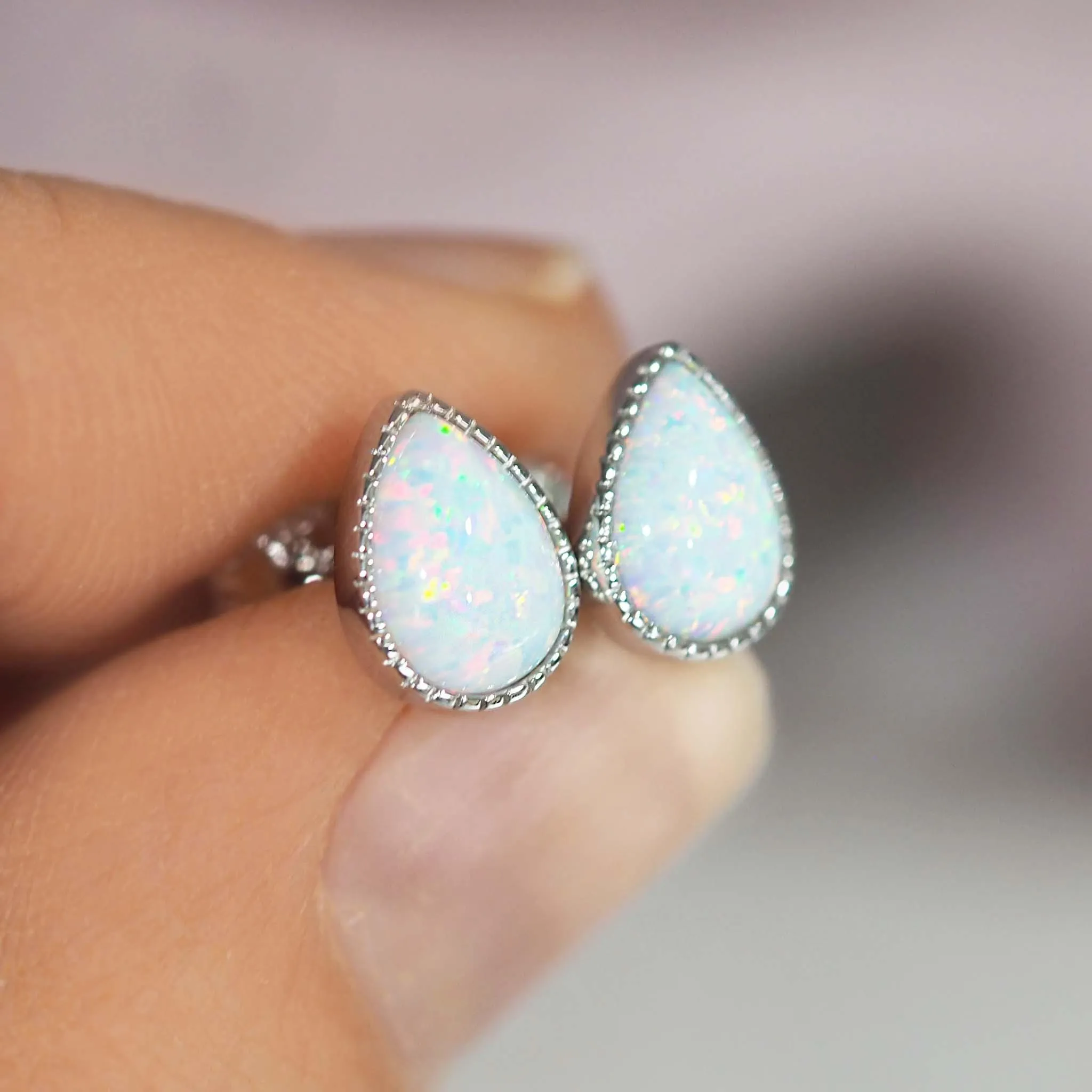 White Opal Earrings