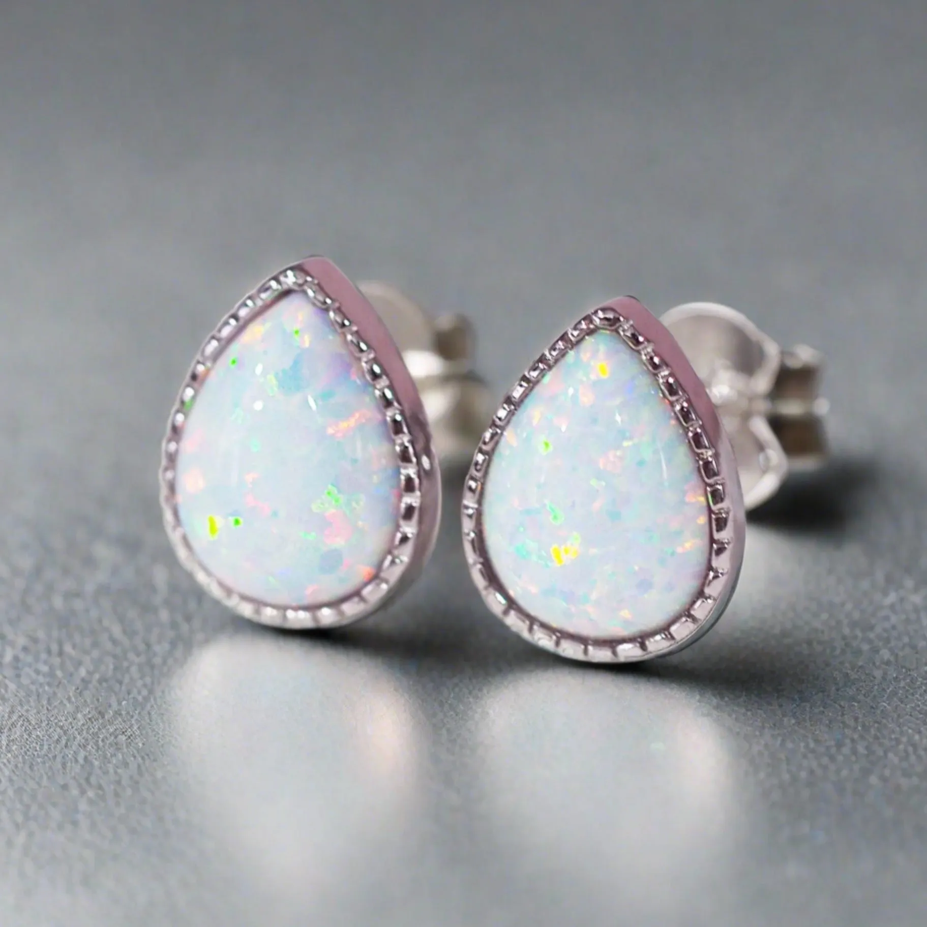 White Opal Earrings