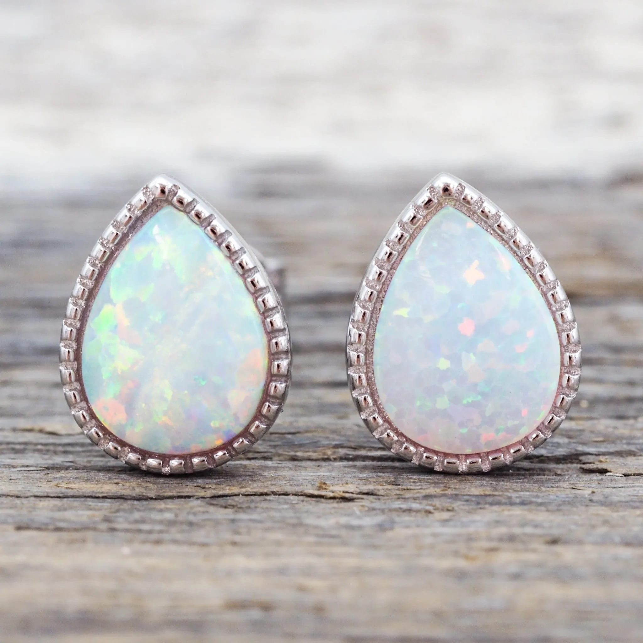 White Opal Earrings