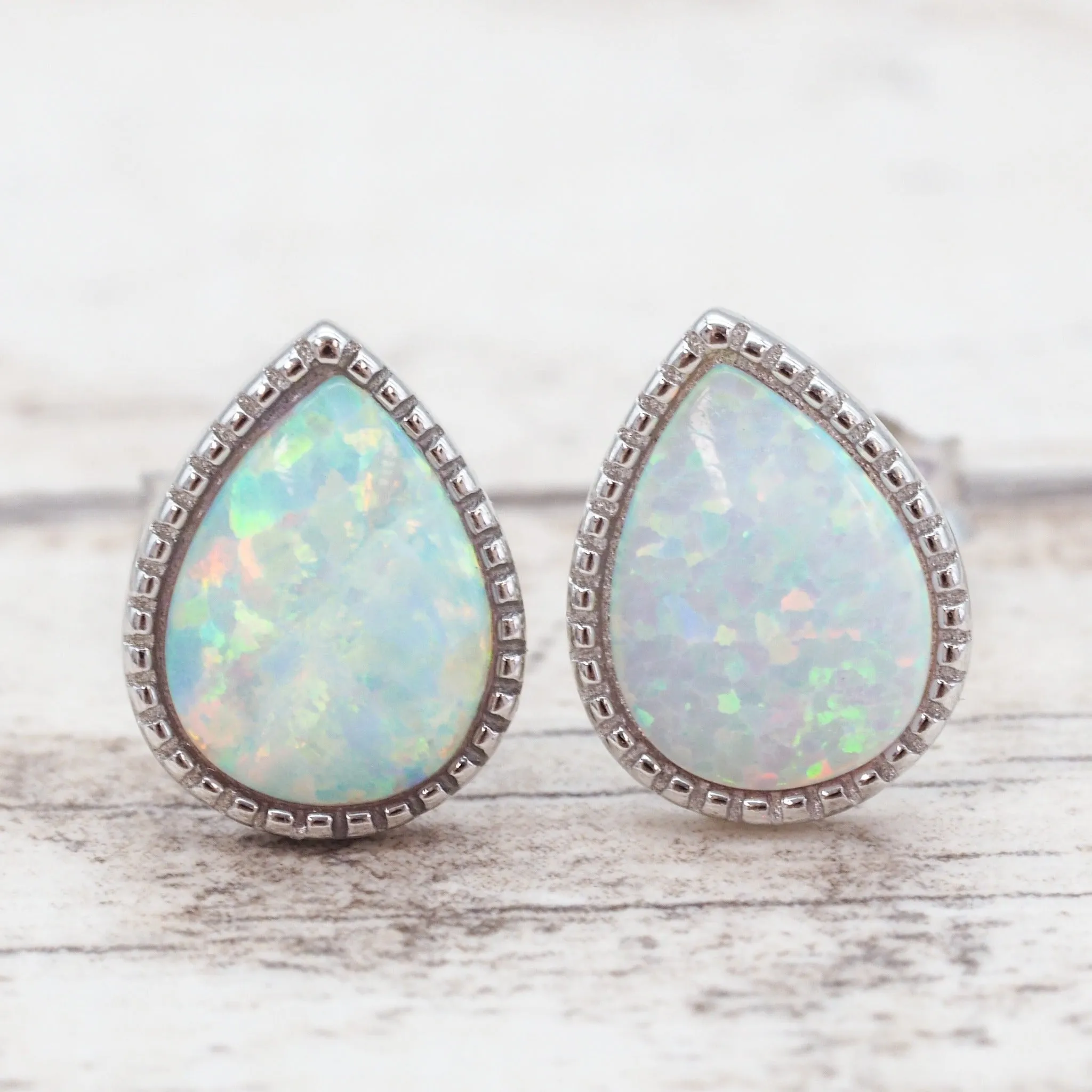 White Opal Earrings