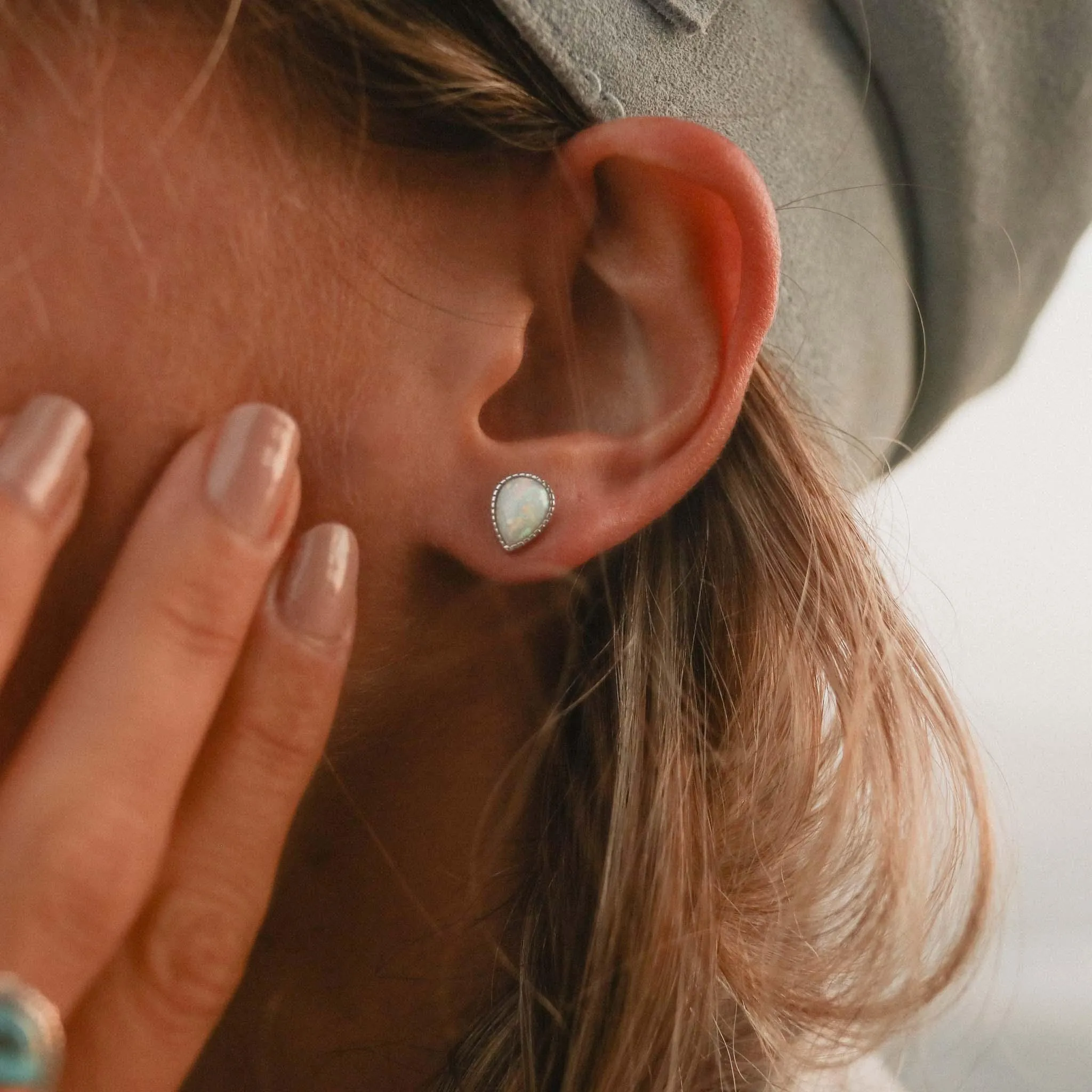 White Opal Earrings