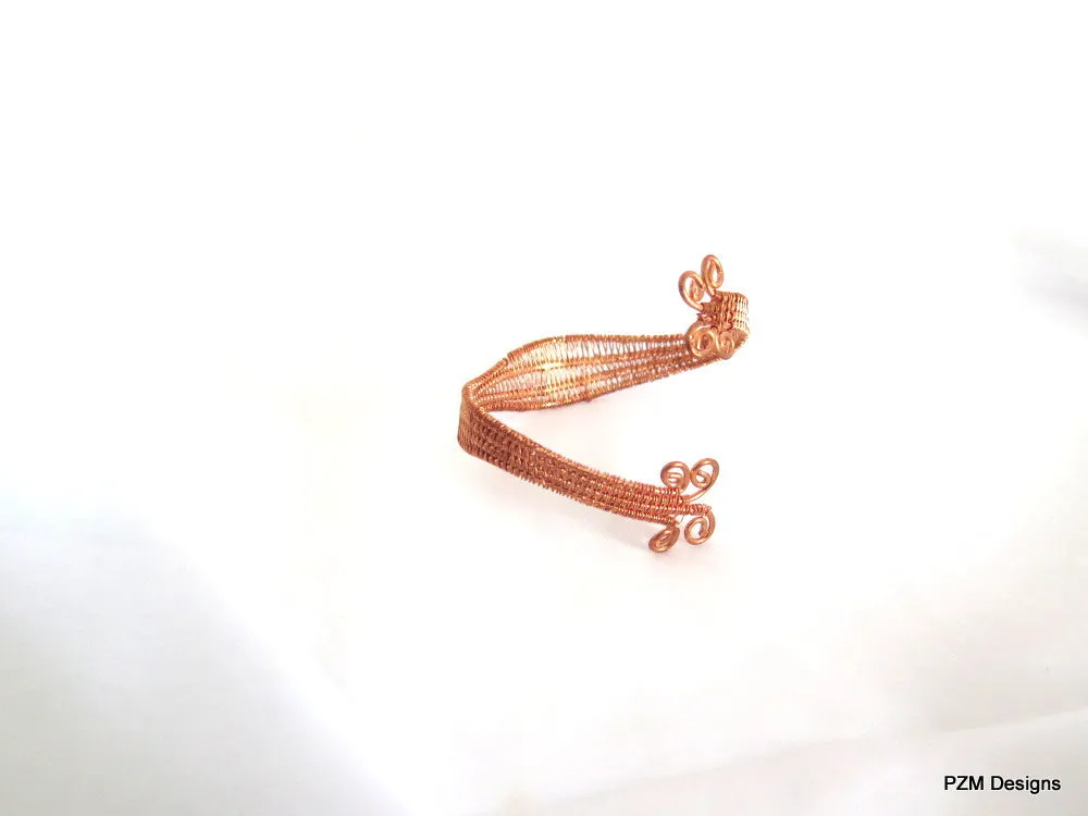 Woven Copper Cuff, Boho Chic Copper Bracelet, Artisan Copper Armband